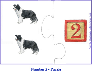Easy (Two Piece) Number Puzzle Two – 2 Border Collie Dogs